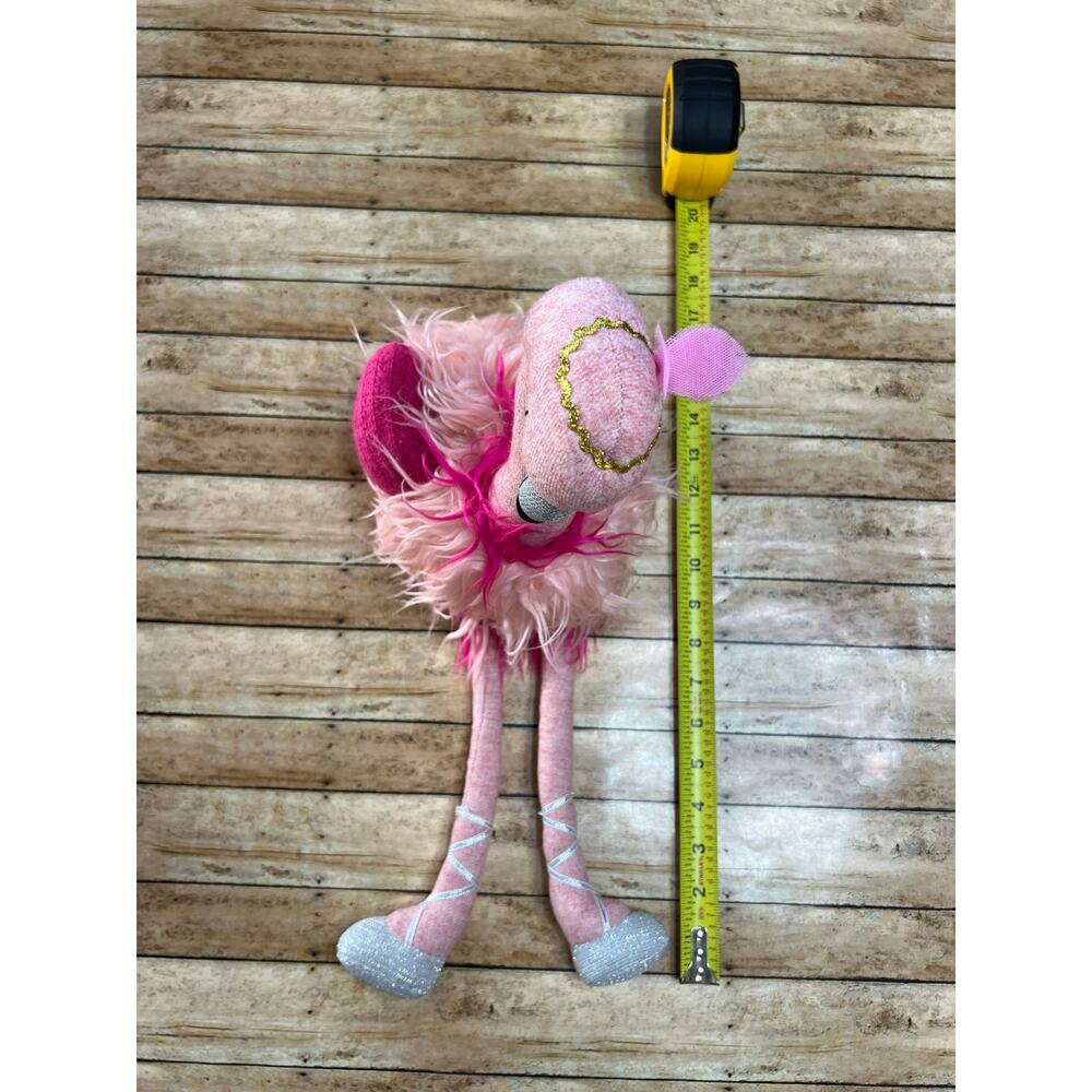 Mud Pie Ballerina Flamingo Plush Ballet Dancer 13" Shelf Sitter - Picture 12 of 12